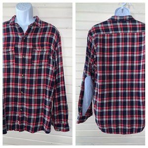 Hawkings McGill Sz LARGE Red Blue Plaid Button Up Shirt Layered Lined EUC